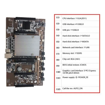 BTC Kaevandamine Emaplaadi+6X6Pin Dual 8Pin Kaabel-LGA-2011 DDR3 Toetab 32G 60mm Sammuga Toetada RTX3060 Kaart Kaevur
