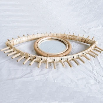 Silma Kuju Dekoratiivne Peegel Rotangist Uuenduslik Kunst Decor Ring Meik Peegel Kaste Vannitoa Seina Riputamise Peegel Käsitöö
