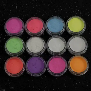 12 Värvi Akrüül Fluorestseeruv Pulber Helendav Küüne Glitter Pulber Küünte Art Kuma Pigment Kaunistamiseks Maniküür