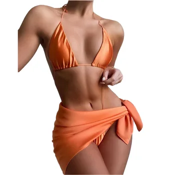 Sexy Bikini 3-Osaline Komplekt, Naiste Pitsiline Üles Ujumistrikoo Brasiilia Trikoo Suvel Rannas Kanda Ujumine Ülikond