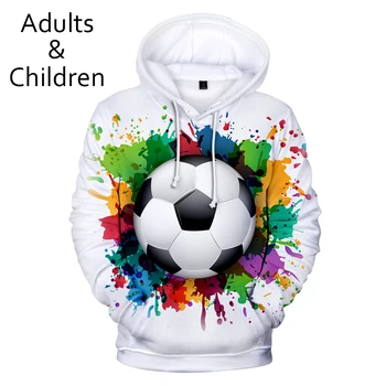 3D jalgpall jalgpall Hupparit Meeste ja Naiste Pusad Uus Mood Vabaaja Lapsed Topp Sobib 3D poisid tüdrukud Kapuutsiga casual pulloverid
