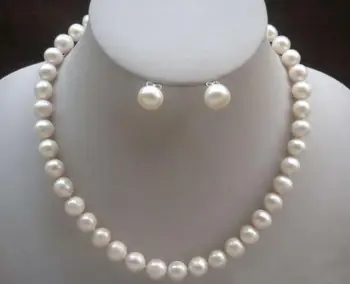 Pearl ehted Set 8-9mm Tõeline Looduslik Valge Akoya Kultiveeritud Pärl Kaelakee kõrvarõngas 18