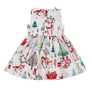 Suvel Vabaaja Mood Kleit Baby Girl Jõulud Trükkimine Varrukateta Printsess Kleit Lapsed Riided