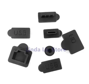 7tk Must Silikoonist Tolmu Pistikud Komplekt USB ja HDMI-Liidese Anti-tolmu Kate Tolmukindel Pistik PS5 Mäng Tarvikud Osad