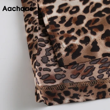 Aachoae Naiste Mood Leopard Print Särk Split Hem Stiilne Naiste Pluus Pikad Varrukad Office Kanda Daamid Tuunika Tops Kevad Sügis