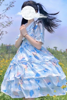 Originaal Jaapani Lolita Magus Armastus Padi Küülik Op Lühikesed Varrukad Kook Kleit Naine Suvi tee poole renessanss gooti kleit