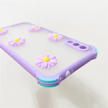 Põrutuskindel 3D Purple Daisy Lill Läbipaistev Pehme Telefoni Puhul Samsungi Galaxy A10 A20 A30 A50 A70 A10S A30S A50S M10 M30 M30S