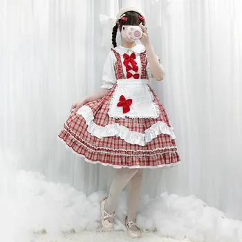 Jaapani JSK Lolita Kleit Naiste Suvine Kleit Kawaii Lolita Kleit Armas Suspender Ruuduline Kleit Halloween Lolita neiu Kleit
