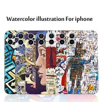 Akvarell illustratsioon Telefon Case for IPhone mini 12 11 Pro Max XR, XS X Silikoon-Põrutuskindel Kate iPhone 8 7 Pluss