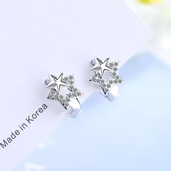 925 Sterling Silver Star Kõrvarõngad Kristall Kõrvarõngad Naistele Uus Tüdruk Fashion Korea Hõbe Ehted 2021