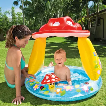 Beebi bassein intex koos päikesevari 102x102x89 cm, laste bassein, täispuhutavad baby vann, täispuhutav bassein komplekt,