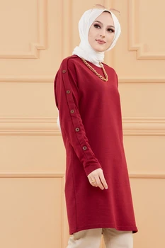Abaya Hijab Moslemi Tuunika Suvi Sügis 2021 Naine Uus Moodne Tumepunane Maxi Kleit Pika Varruka Trend Türgi Dubai Müslüman Tesettür Uzun Elbise