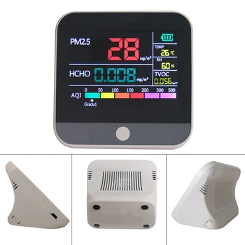 LCD Digitaalne Ekraan Multifunktsionaalne PM2.5 HCHO TVOC AQI Detektor Termomeeter ja Hygrometer Õhu Kvaliteedi Analüsaator Monitor