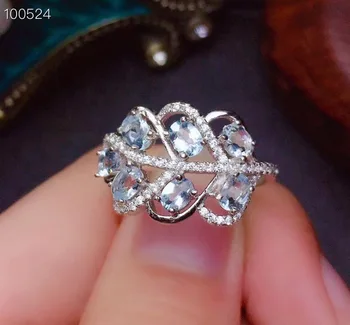 KJJEAXCMY boutique ehted on 925 sterling hõbe inkrusteeritud Loomulik Akvamariin gemstone ring naine toetada avastamise trendikas