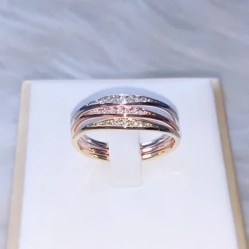 2019 Uus Naiste abielusõrmus Mini Tsirkoon Kuupmeetri Roosa Kuld Engagement CZ Aastapäeva 925 Sterling Silver