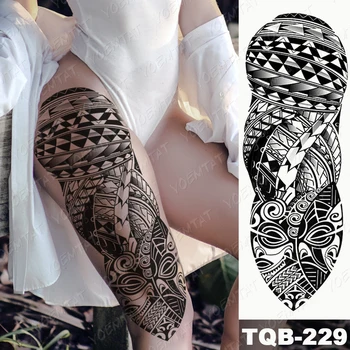 Veekindel Ajutine Täielik Käe Tätoveering Kleebis Kolju Totem Maoori Hõimude Geomeetriline Flash Tätoveering Mees Body Art Võltsitud Varruka Tatto Naised