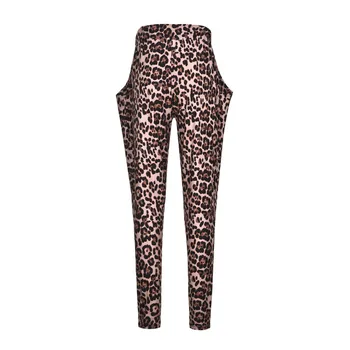Casual naiste pikad püksid leopard printida Moe kõrge vöökoht pingutusnöör pliiats püksid püksid Tõusulaine Pluss suurus 3XL Riided naistele