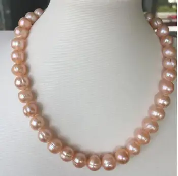 Elegantne 11-12mm barokk kulla roosa pärl kaelakee 18inch 14k