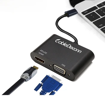 USB-C-HUB Sülearvuti kõrglahutusega Ekraan, Dataprojektor, Kaabel Tüüp-c Hdmi/vga Kaks-ühes-Adapter Kaabel