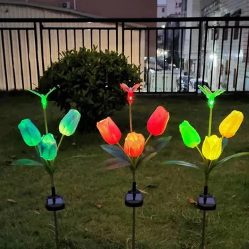 Tulbi Päikese Valgus Õues LED Tulip Flower Lamp Multi-Värvi Veekindel Aed Hoovis Tee Muru Teenetemärgi Valgustus