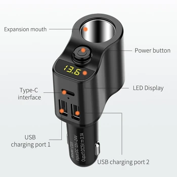 12-24V Auto Üldine Laadija Power Adapter Kergem Dual USB-Kiire ChargeType-C, Telefon Vidinaid Anti-slip Auto Tarvikud