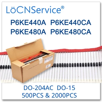 LoCNService 500PCS 2000PCS TEHA-204AC DO-15 P6KE440 P6KE440A P6KE440CA P6KE480 P6KE480A P6KE480CA P6KE TVS Diood Kõrge kvaliteedi TELERID