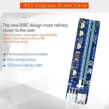 VER 008C Molex 6 Pin PCIE PCI-E PCI Express Ärkaja Kaardi 1X kuni 16X Extender 60cm USB 3.0 Kaabli jaoks Kaevandamine Bitcoin Kaevur