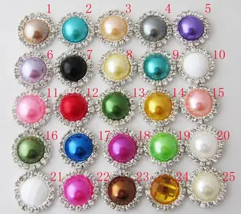 Kristall nööbid !1000pcs/palju 16mm 25colors ring metallist rhinestone pearl nuppu pulm kaunistus peapael DIY tarvik