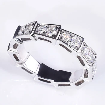 Täis Teemant Serpentine Rõngad Reaalne S925 Sterling Silver Paar Unikaalne Pulm Puhas Luksus Ehted Armas Kaasamine Kingitus Elegantne