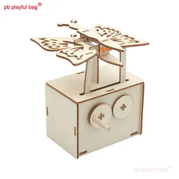 PB Mänguline Kott Puidust loominguline DIY lendav liblikas käik mechanical assembly building block Auru Haridus-Laste mänguasi UG102