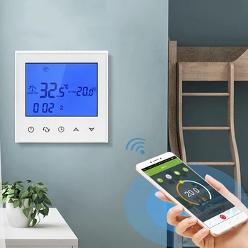 Lcd Vajutage Ekraani Digitaalne Juhtmevaba Temperatuuri Termostaat Tuba Põrandaspaigaldus Wifi kütteregulaator Thermoregulator(16A)