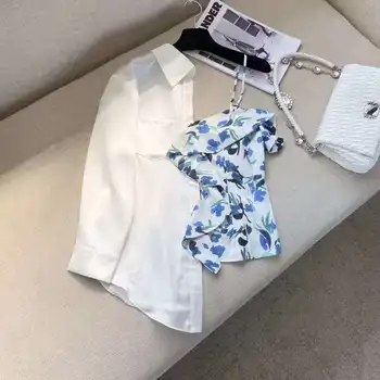 2021 suvel uus stiil isikupärastatud õmblemine valge särk silk materjal kangas on naiste mood slim särgid riideid pluusid