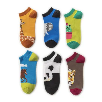 Uus paat sokid kaelkirjak panda, tiiger loomade muster isiksuse sokid puu-seeria paat sokid cartoon mees sokke