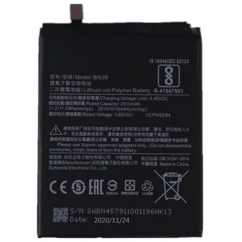 Eest Xiaomi 6X A2 Mi6x MiA2 Mobiiltelefoni Aku BN36 2910mAh Suure Mahutavusega Telefon Varu Patareid