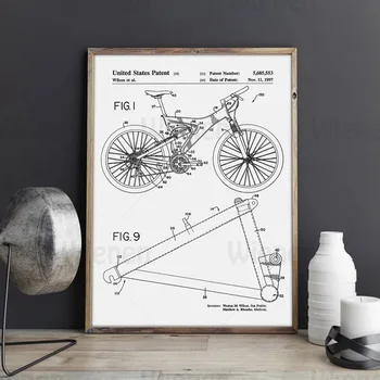 Bike Plakat Vintage Plaan Lõuendile Maali Jalgratta Patendi Prindi Jalgrattasõidu Kunsti Masin Detail Joonis Seina Art Tuba Decor