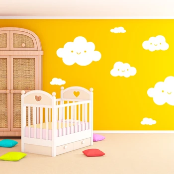Valged Pilved Seina Kleebised Beebi Tapeet Home Decor For Kids Room Dekoratiivsed Beebi Magamistoas Lasteaed Cartoon Armas Kleebis