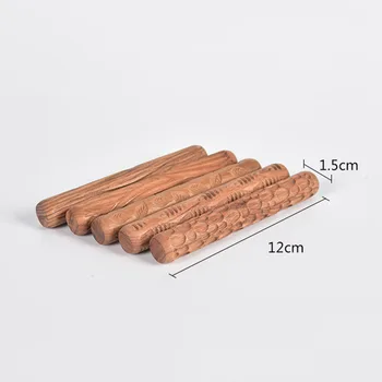 5 tüüpi Keraamika tööriistad puidu nikerdamiseks keraamika, puidu tekstuuri muda rull reljeef-reljeef muster pressitud rod muda rulli
