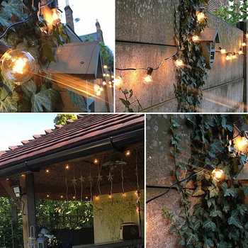 G40 Tungsten Lamp 25+2 LED String Tuled Haldjas Vanik Klaasist Palli Lambid Indoor Outdoor Patio Pool Festival Decor