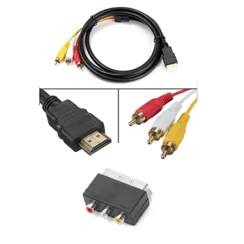 5VConnector HDMI-ühilduvate, et RCA-Kaabel Meeste 3RCA Komposiit AV Mees M/M-Audio-Video-Converter-Adapter-Kaabel Juhe Saatja