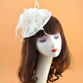 JaneVini Elegantne Naiste Kuninglik Sinine Pits Pulm Mütsid Sulg Pruudi Poole Peapael Pruudi Müts ja Fascinators Naiste Aksessuaarid