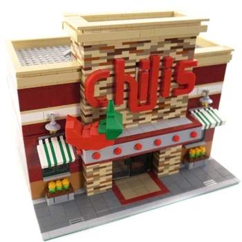 Kes linna arhitektuur chili restoran kauplus tellised street view restaurant maja kindlat mudelit ehitusplokid mänguasjad sõber