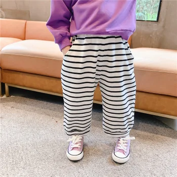 Tüdrukud korea Vabaaja Püksid 2021 Uus Laste Kevade Triibuline Haaremi Püksid korea Stiilis Baby Kampsun Püksid Väikelapse Püksid 2-8Y