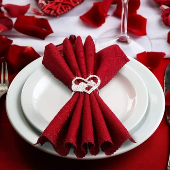 8Pcs Valentine salvrätikuhoidja Omanik Lukk Südame Armastus Salvrätiku Rõngad Metalli Sulam Südame salvrätikuhoidja