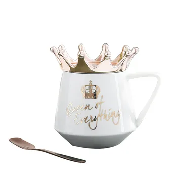 Kuninganna Kõike Kruus Crown Kaane ja Lusikaga Keraamiline Tass Kohvi Kingitus Sõbranna Abikaasa M56