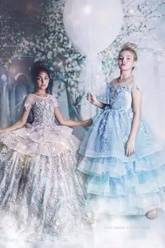 Printsess Lille Tüdrukute Kleidid 2020 Sokliga Varrukad Applique Pits Lapsed Ametliku Kulumise Nuppu Tagasi Põranda Pikkus Esimene Õhtusöömaaeg Hommikumantlid