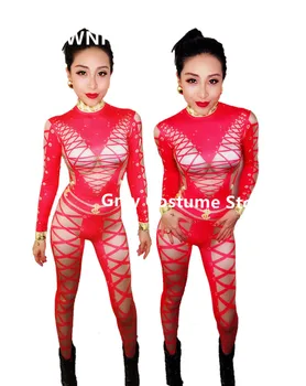 D64 Tantsusaal tantsu trükitud bodysuit naiste etapi näita kannab mudel kleidid dj baar tantsu kostüümid proom kombekas ds varustus ja riided