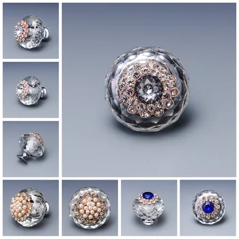 40MM Crystal Nupp Euroopa kaasaegse crystal mööbel käepide garderoob uksega dušš ruumi klaas sahtli käepide diamond pearl käepide