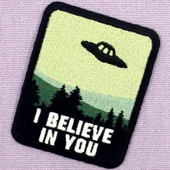 Embird Tikitud plaastrid appliques ma Usun, et Sa X - Files UFO tegevjuht-sõbralik käsitöö 3D tikandid plaastrid mütsid plaaster