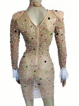 Rhinestone Sulg Backless Kleit Naiste Kleit, Nude Kristalli Pool Kõnniteed Tantsu Riided Etapp Ööklubi Kostüüm