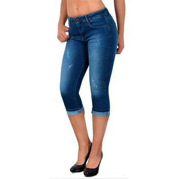 Daamid Uus Mood Denim Skinny Püksid Naiste Kõrge Vöökoht Venitada Bodycon Teksad Slim Püksid Tahke Põlve Pikkuses Stretch Püksid D30